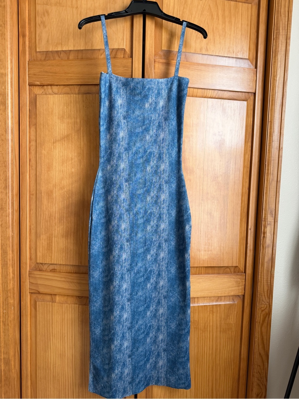 Zara Printed Denim Knit Dress NWT M